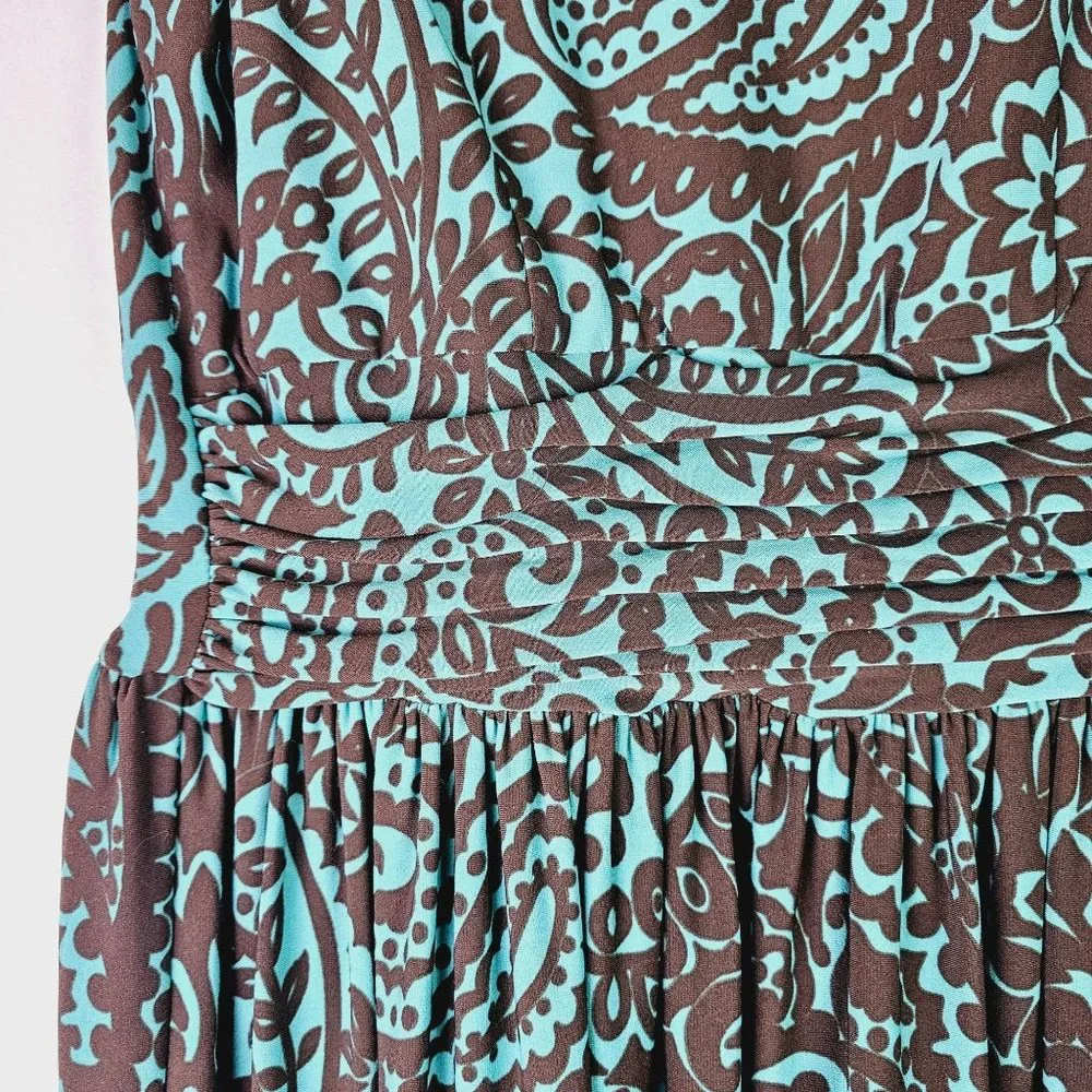 Jessica Howard Paisley Rouche Waist Sleeveless Midi High Neck Lined Dress, 10 - Picture 2 of 8